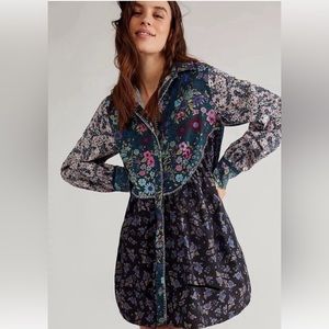 NWOT Free People My Time Shirtdress in Dark Combo - Size Small